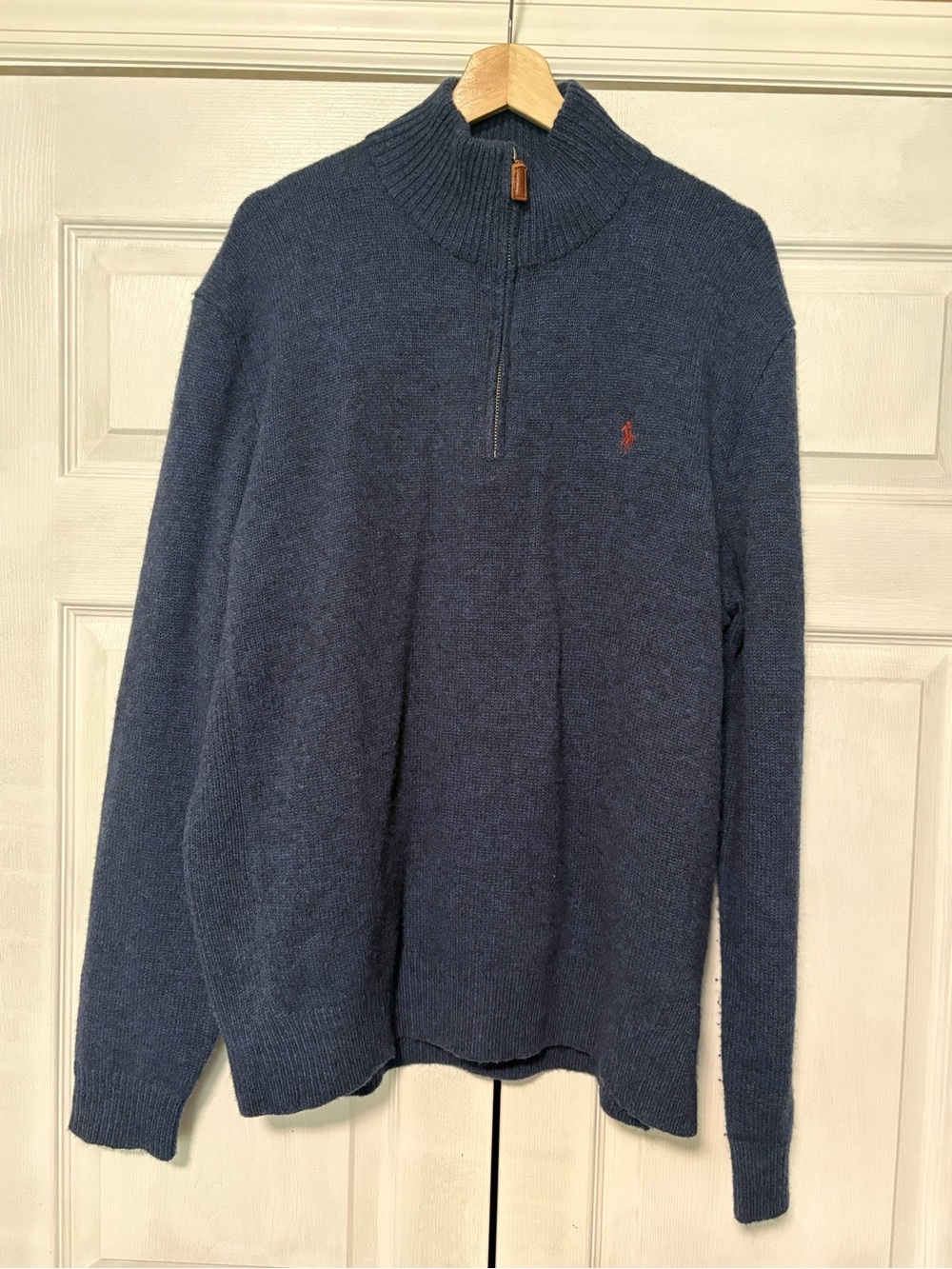Vintage Polo Ralph Lauren Navy Blue 1/4 Zip Lambswool Sweater
